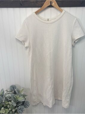Vineyard Vines White Ribbed Ottoman Cotton Shift Dress Size L Preppy Casual
